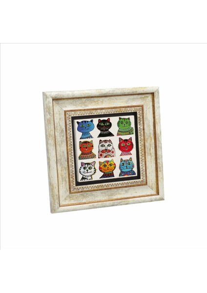 Kediler Baskılı Taş Tablo 20X20