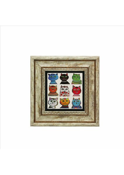 Kediler Baskılı Taş Tablo 20X20 fiyatları