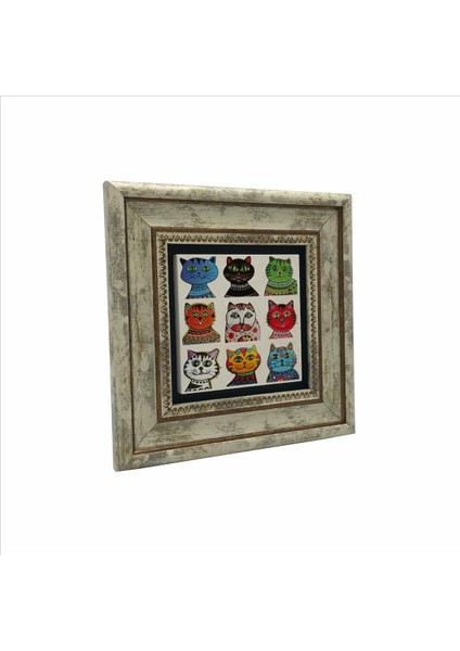 Kediler Baskılı Taş Tablo 20X20 fırsatları