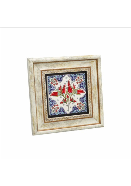 Osmanlı Iznik Çini Deseni Baskılı Taş Tablo 20X20