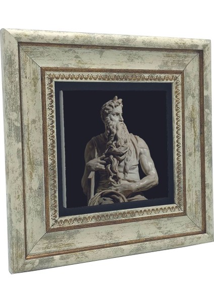 Musa'nın Hükmü Heykeli (Heykeltıraş: Michelangelo) Baskılı Taş Tablo 20X20