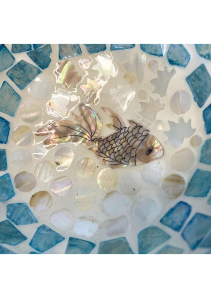 Fish Design Sedef Kaplama Hindistan Cevizi Kase & Hasır Kase Altlığı - Çerezlik fırsatları