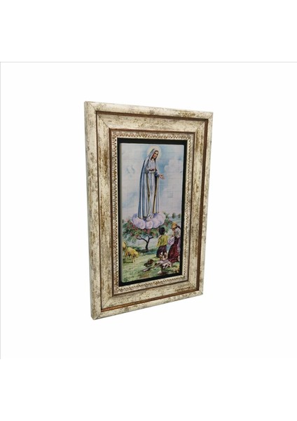 Meryem ve Çoban Çocuklar Our Lady Of The Holy Rosary Of Fátima Baskılı Taş Tablo 20X30