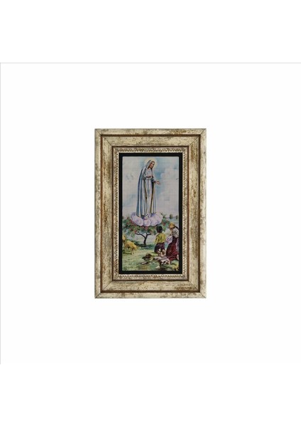 Meryem ve Çoban Çocuklar Our Lady Of The Holy Rosary Of Fátima Baskılı Taş Tablo 20X30