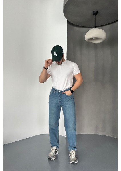 Erkek Basic Boyfriend Kalıp Yıkamalı Kot Pantolon Jean