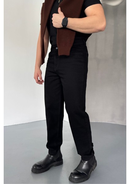 Erkek Basic Boyfriend Kalıp Yıkamalı Kot Pantolon Jean