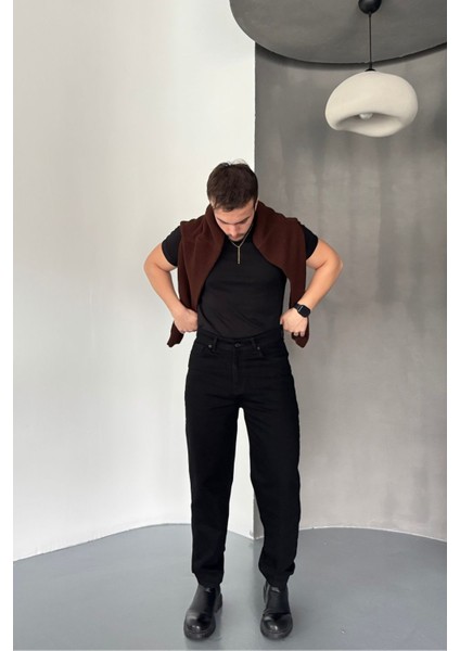Erkek Basic Boyfriend Kalıp Yıkamalı Kot Pantolon Jean