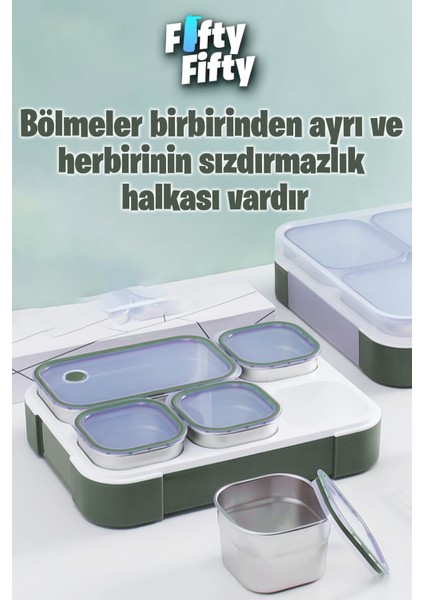 Lunch Box 1000 ml (Sızdırmaz,karışmaz 5 Hazneli) Lunchbox Yeni Nesil Sefer Tası -FFLBOX40097 fırsatları