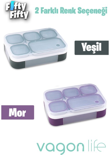 Lunch Box 1000 ml (Sızdırmaz,karışmaz 5 Hazneli) Lunchbox Yeni Nesil Sefer Tası -FFLBOX40097 indirimleri