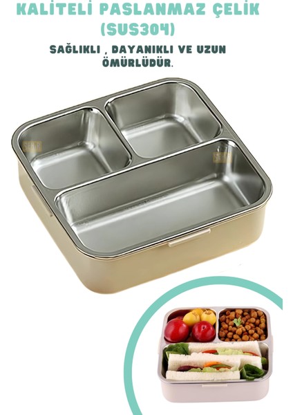 Bento 1120ML Lunchbox Dinozor Desenli Tek Katlı 3 Bölmeli Paslanmaz Çelik Sefer Tası Yemek Kutusu indirimleri