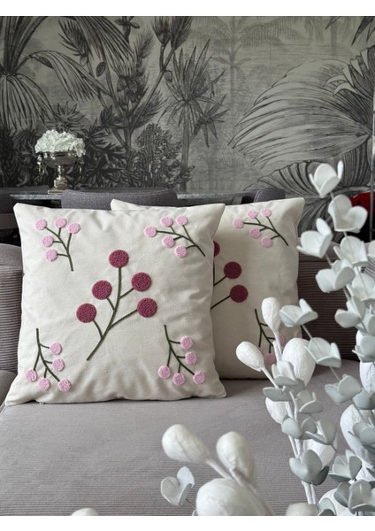 Üzüm Salkımı Punch Işlemeli Kırlent Kılıfı 1 Adet 43 x 43 cm (PNC-103)