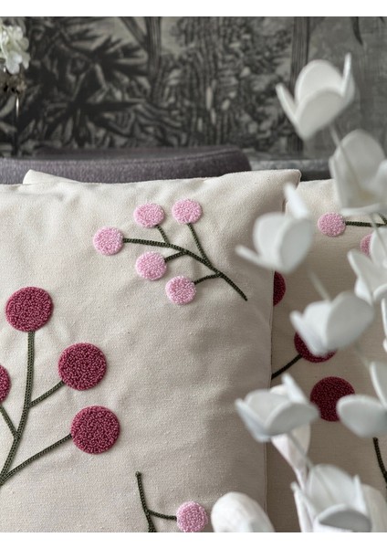 Üzüm Salkımı Punch Işlemeli Kırlent Kılıfı 1 Adet 43 x 43 cm (PNC-103)