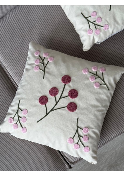 Üzüm Salkımı Punch Işlemeli Kırlent Kılıfı 1 Adet 43 x 43 cm (PNC-103)