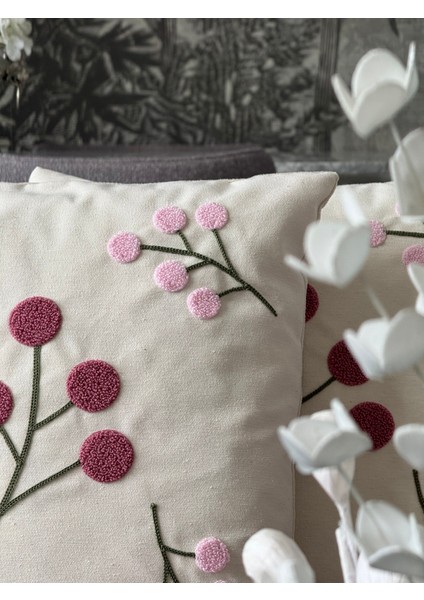 Üzüm Salkımı Punch Işlemeli Kırlent Kılıfı 1 Adet 43 x 43 cm (PNC-103)
