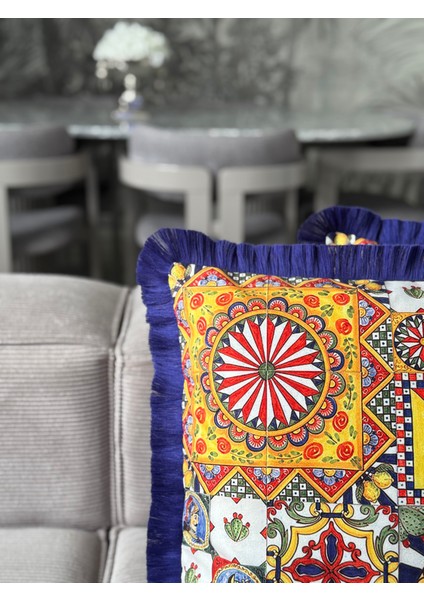 Çift Taraflıgüneş Dekoratif Saçaklı Kırlent Kılıfı 1ADET 43 x 43(SK-K02) modelleri