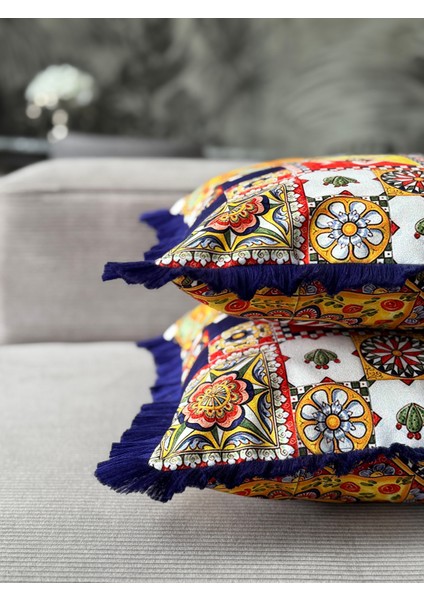 Çift Taraflıgüneş Dekoratif Saçaklı Kırlent Kılıfı 1ADET 43 x 43(SK-K02) fırsatları
