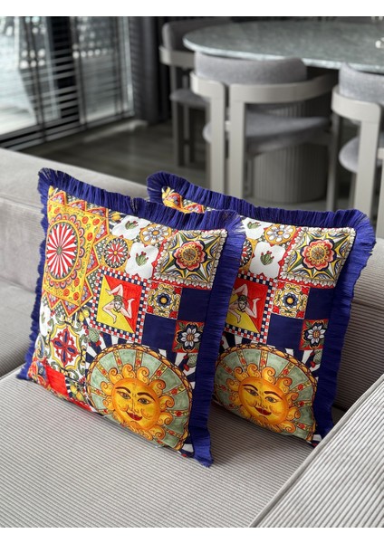 Çift Taraflıgüneş Dekoratif Saçaklı Kırlent Kılıfı 1ADET 43 x 43(SK-K02) indirimleri