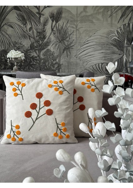 Üzüm Salkımı Punch Işlemeli Kırlent Kılıfı 1 Adet 43 x 43 cm (PNC-102)