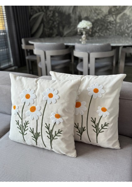 Papatya Punch Işlemeli Kırlent Kılıfı 1 Adet 43 x 43 cm (PNC-107) fiyatları