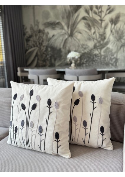Sazlık Punch Işlemeli Kırlent Kılıfı 1 Adet 43 x 43 cm (PNC-113)