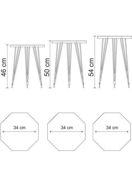 3'lü Sekizgen Zigon Sehpa ve Dikdörtgen Orta Sehpa Takımı Modern Siyah Metal Ayaklı Salon Sehpa Seti fırsatları