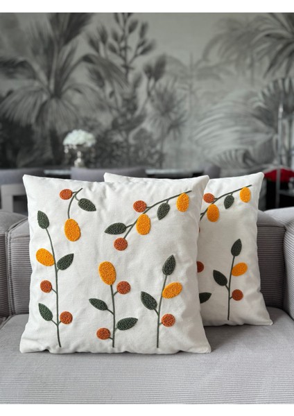 Çiçek Punch Işlemeli Kırlent Kılıfı 1 Adet 43 x 43 cm (PNC-115)