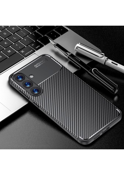 Samsung Galaxy A36 Kılıf Kamera Korumalı Karbon Desenli Görünümlü Renk Atmaz Mat Silikon Kapak