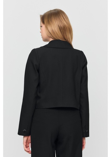3969 Crop Astarlı Blazer Ceket Siyah