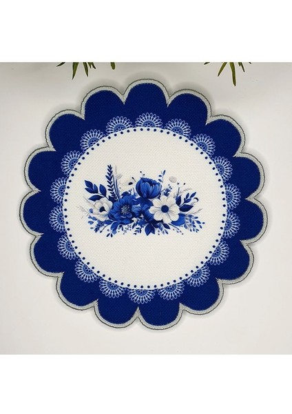 Çiçek Şeklinde Dekoratif Çiçek Tasarımlı Nakış Kenar Kumaş Kokteyl Peçetesi 1 Adet