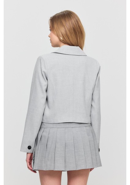 3969 Crop Astarlı Blazer Ceket Açık Gri