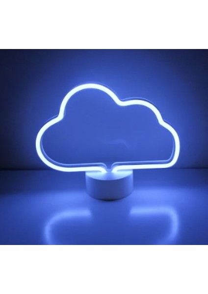 Neon Işıklı Bulut Masa Gece Lambası Pil+Usb