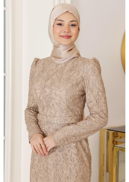 Tuana Tesettür Abiye Gold