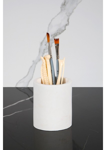 Mermer Desenli El Yapımı Beton Diş Fırçalık Banyo Tuvalet Diş Fırçalığı