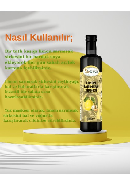 Limon Sarımsak Sirkesi Doğal Fermantasyon 500 ml modelleri