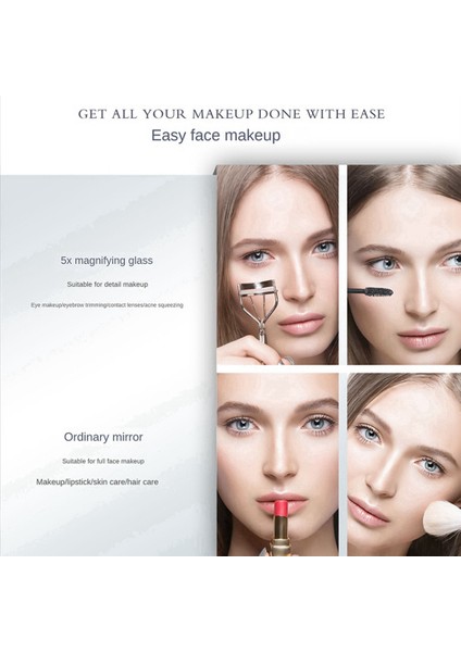 Işıklı Mini LED Makyaj Aynası 5x Büyüteç Cep Çift Taraflı Seyahat Uygun Kozmetik Makyaj Aynaları, Beyaz (Yurt Dışından) fırsatları