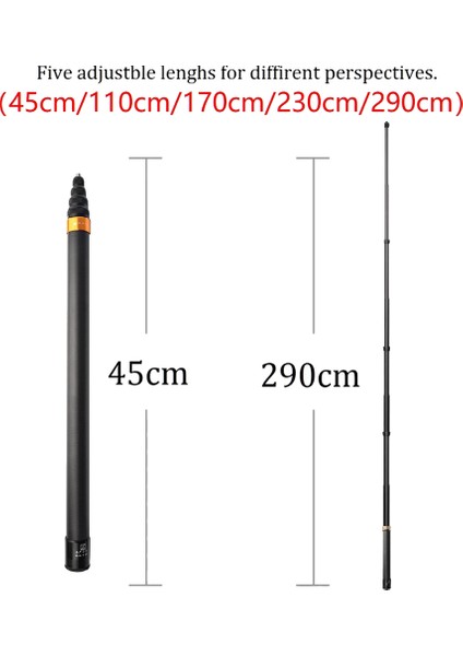 INSTA360 One X2 / One / One R Eylem Kamera Aksesuarları Için Karbon Fiber Görünmez Uzatılabilir Sürümü Selfie Çubuğu (Yurt Dışından) fiyatları