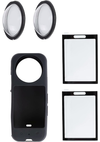 INSTA360 X3 Kamera Koruyucu Aksesuarları, Yapışkan Lens Koruyucu Seti Silikon Kılıf Ekran Temperli Cam Film Koruyucu (Yurt Dışından)