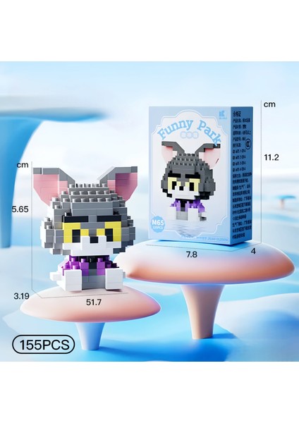 Bricks Premium Seri Yeni Stil Tom ve Jerry 2'li Set 3D Yapboz Yapı Blokları Hobi Koleksiyon