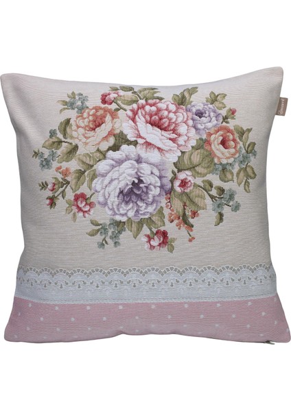 Belıeve Rose Garden Jakarlı Dokuma Goblen Dekoratif Kırlent 45*45
