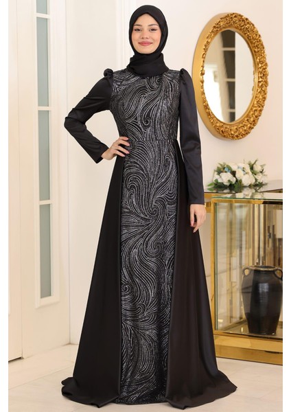 Miray Tesettür Abiye Siyah