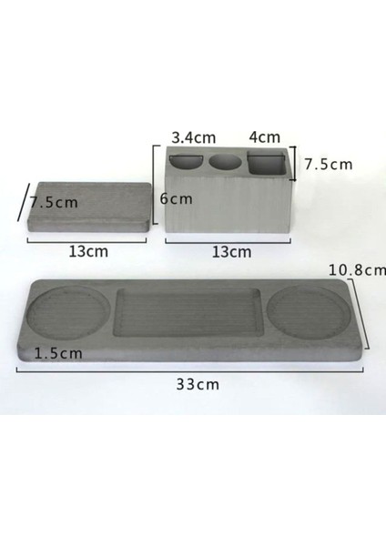 3 Parça Beton Banyo Seti Şarjlı Diş Fırçası Standı Katı Sabunluk Sunum Tepsisi modelleri