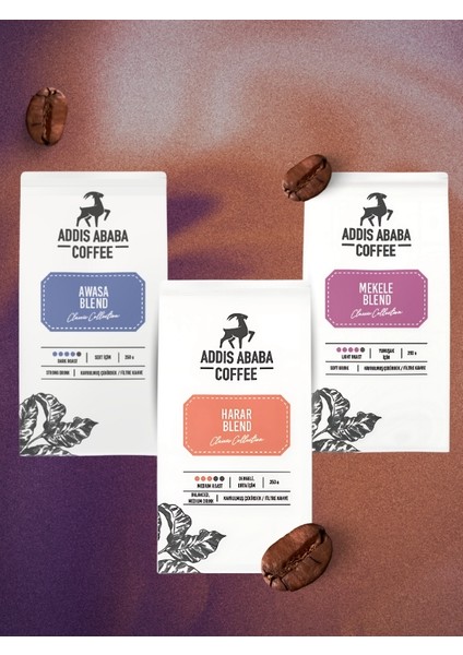 Coffee Etiyopya Aromalı 3 Lü Deneme Seti Öğütülmüş Espresso Kahve (3 Ad. X 250 Gr. ) 750 Gr.