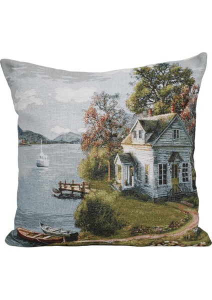 Belıeve Whıte House Jakarlı Dokuma Goblen Dekoratif Kırlent 45*45