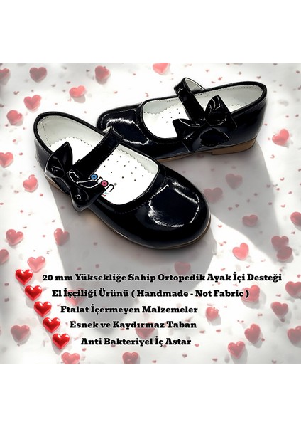 Ortopedik Kız Babet Bebek Balerin Ayakkabısı Glossy Series CF2501 Rugan Siyah 23 fiyatları