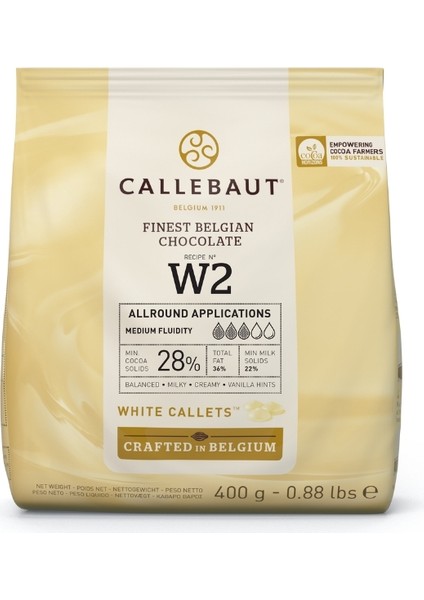 W2 Beyaz Kuvertür Drop Çikolata 400 gr