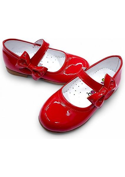 Ortopedik Kız Babet Bebek Balerin Ayakkabısı Glossy Series CF2501 Rugan Kırmızı 25