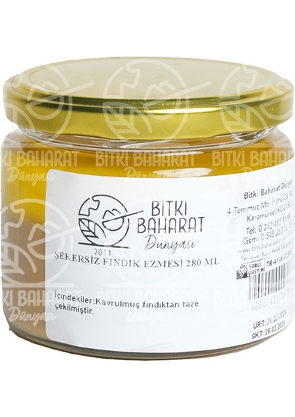 Şekersiz Fındık Ezmesi 280 ml