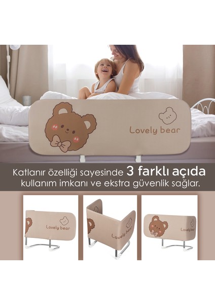 120 x 42 cm Katlanır Bebek Yatak Bariyeri x Hayvan Desenli Koruyucu Baza Korkuluğu Güvenlik Bariyeri