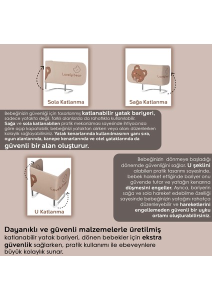 120 x 42 cm Katlanır Bebek Yatak Bariyeri x Hayvan Desenli Koruyucu Baza Korkuluğu Güvenlik Bariyeri
