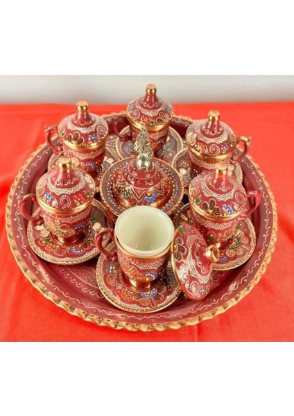 6lı Bakır Fincan Takımı Seti